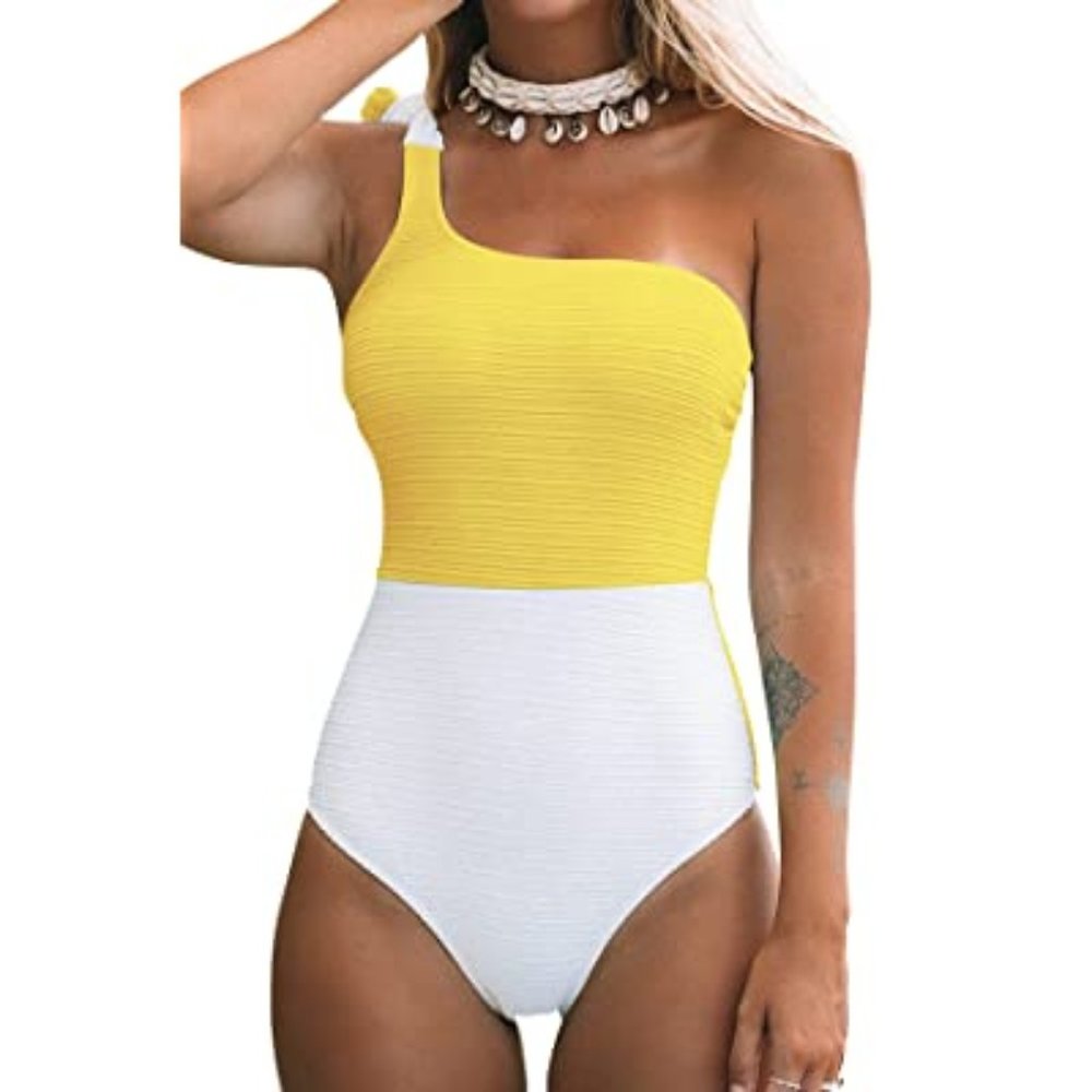 CUPSHE  1 pc One Shoulder w/Bowknot Swimsuit
